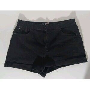 No Boundaries Women's Junior Short Denim Black Supper High Waist High Rise S:17